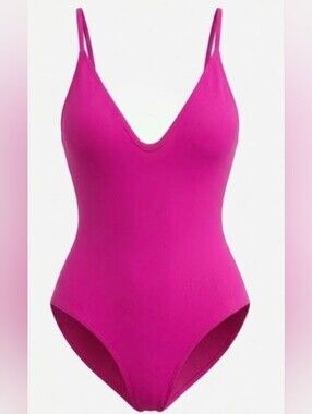 TA3 One Piece Swimsuit XL Short 2.0 Pink Plungey Lace Up Back Sculpting Swimwear